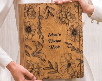 Libro de recetas de madera Libro de cocina personalizado en blanco Carpeta de recetas personalizada Regalo de despedida de soltera