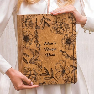Wooden Recipe Book Personalized Blank Cookbook Custom Recipe Binder Bridal Shower gift