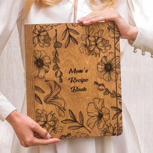 Wooden Recipe Book Personalized Blank Cookbook Custom Recipe Binder Bridal Shower gift