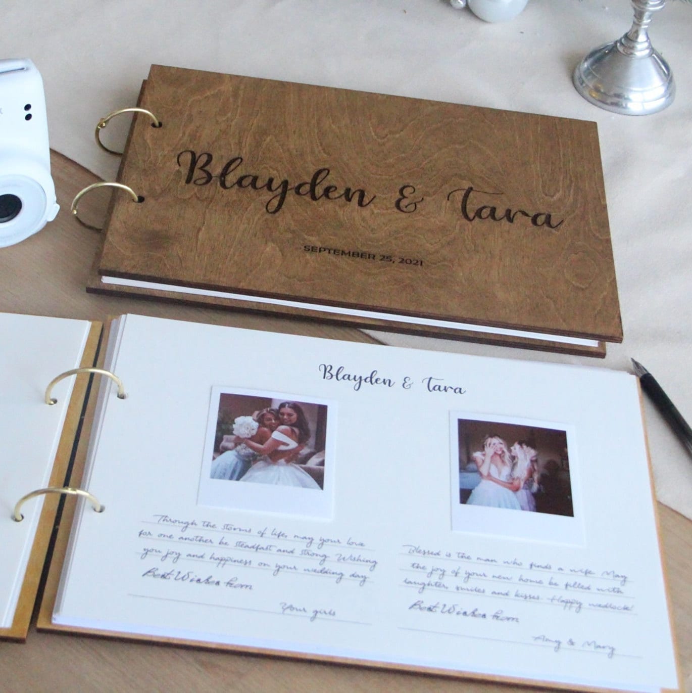 Engraved Plywood Photo Guest Book