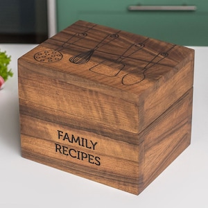 Caja de recetas personalizada Regalo personalizado para mamá Almacenamiento de cocina Tarjetas de recetas