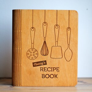 Personalized Recipe Book Wooden Cookbook Blank Recipe Binder Bridal Shower Gift From Daughter For Mom Her Mothers Day