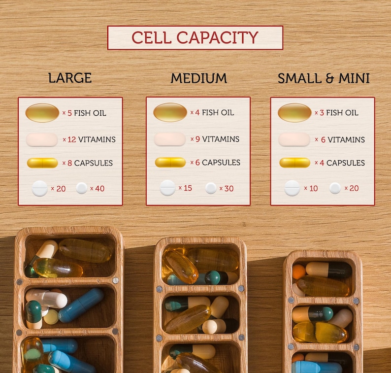 Pill Organizer With Custom Name, Cute 7 Day Pill Box For Purse, Wooden Pill Case And Vitamin Organizer, Mental Health Gifts image 5