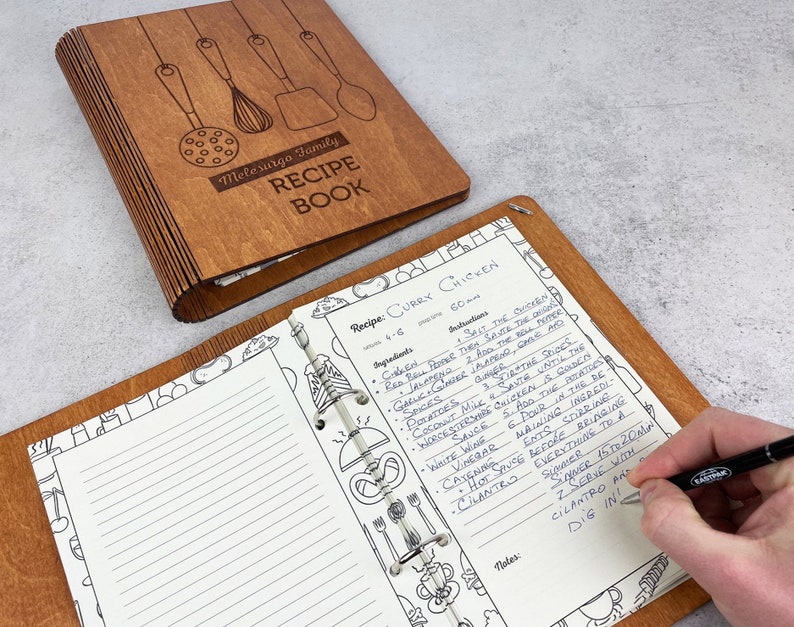 Custom Recipe Book Personalized Blank Wooden Binder 