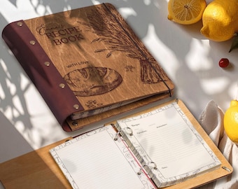 Custom Recipe Book Binder To Write In Own Recipes, Personalized Blank Wooden Cookbook