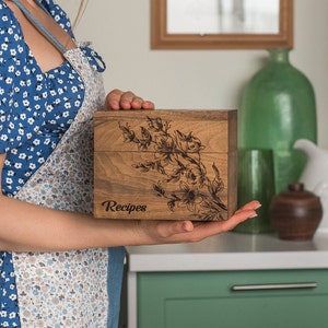 Wooden Recipe Box With Dividers And Recipe Cards 4x6 Gift For Mom From Daughter image 8