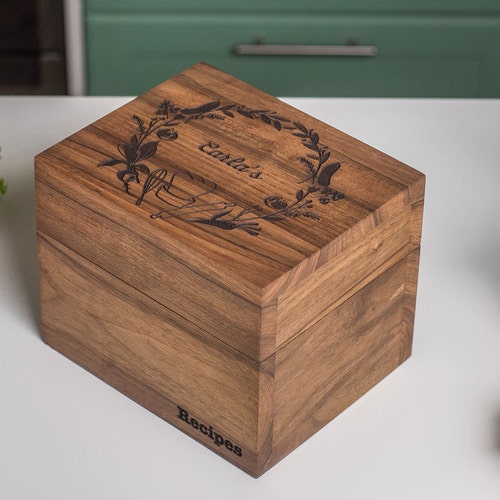 Custom Recipe Box for Cards 4x6 Wooden Boxes Personalized Gift Etsy