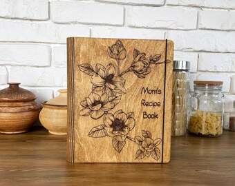 Custom Recipe Book Wooden Notebook Personalized Binder For Daughter Mom Christmas Gift