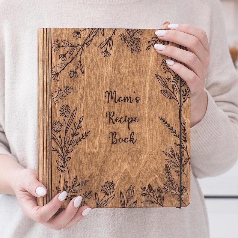Custom Recipe Book Wooden Cookbook Personalized Recipe Binder Kitchen Recipes Storage image 8