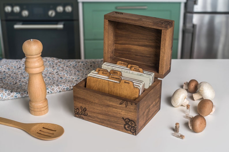 Custom Recipe Box for Cards 4x6 Wooden Boxes Personalized Gift Etsy