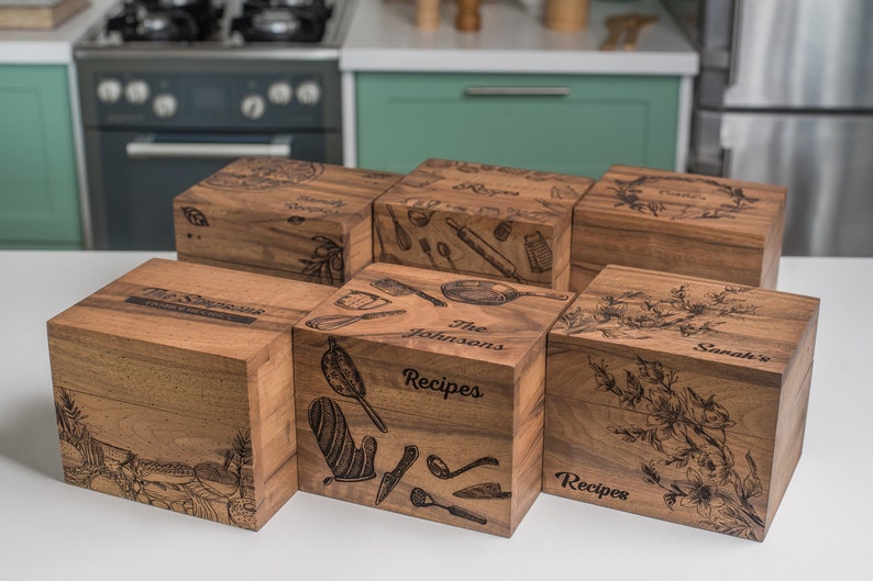 Wooden Recipe Box With Dividers And Recipe Cards 4x6 Gift For Mom From Daughter image 6