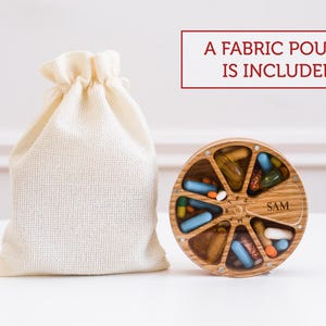 Weekly Pill Case, Cute Pill Organizer for Purse, 7-day Wooden Pill Box ...