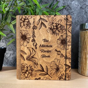 Blank Recipe Book For Mom Custom Journal Wooden Binder Personalized CookBook