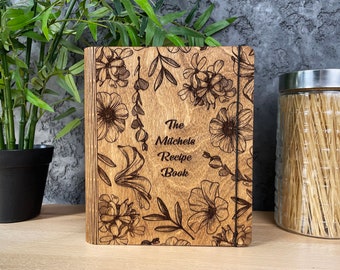 Livre de recettes vierge pour maman Journal personnalisé Classeur en bois Livre de recettes personnalisé