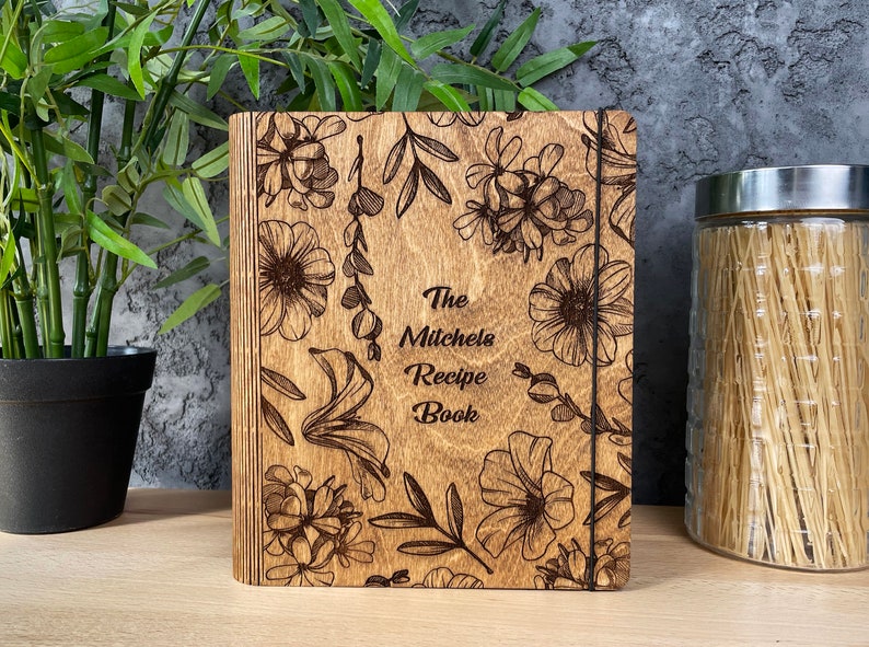 Blank Recipe Book For Mom Custom Journal Wooden Binder 