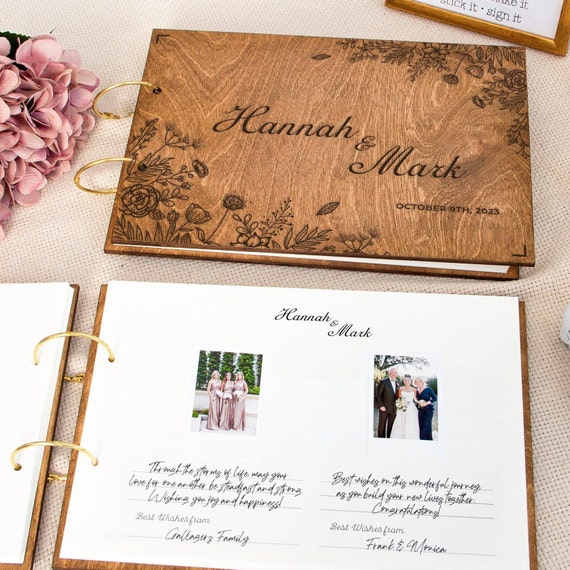 Polaroid Guest Book Personalized Wooden Wedding Photo Bridal Shower Graduation Album Sign