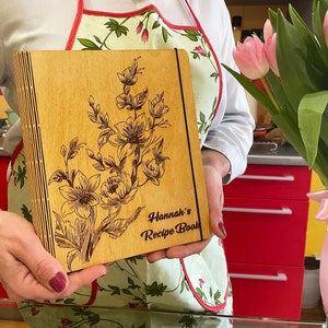 Gepersonaliseerde receptenboek Aangepaste cadeaus voor moeder Houten blanco bindernotitieboekje