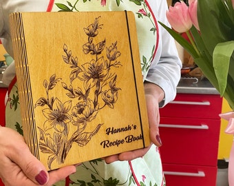 Livre de recettes personnalisé, cadeaux personnalisés pour maman, carnet de notes vierge en bois