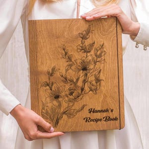 Custom Recipe Book Wooden Cookbook Personalized Recipe Binder Kitchen Recipes Storage image 10