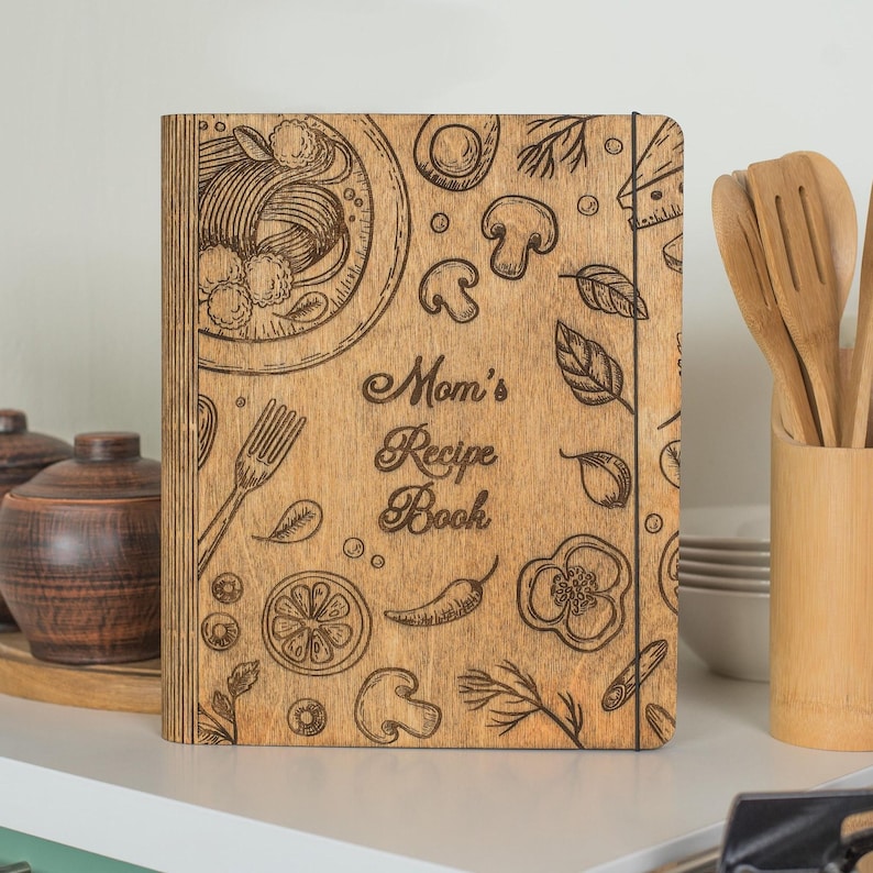 Custom Recipe Book Wooden Cookbook Personalized Recipe Binder Kitchen Recipes Storage image 9