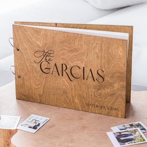 Polaroid Guest Book, Wedding Photo Album Scrapbook, Wedding Welcome Guest Book Sign, Wooden Linen Guest Book