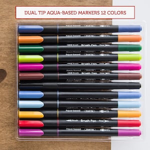 Aqua Based Markers, Calligraphy Pens, Scrapbook, Craft, and Art Supplies, Coloring Markers for Office and School
