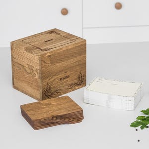 Boîte de recettes en bois personnalisée 4 x 6 avec cartes cadeau mère fille anniversaire de mariage cadeau pour couples cuisine