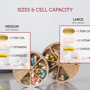 Weekly Pill Case, Cute Pill Organizer for Purse, 7-day Wooden Pill Box ...