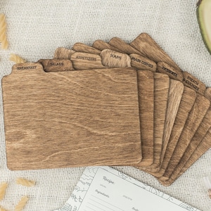 Intercalaires en bois pour boîtes de recettes 4x6 et 3x5