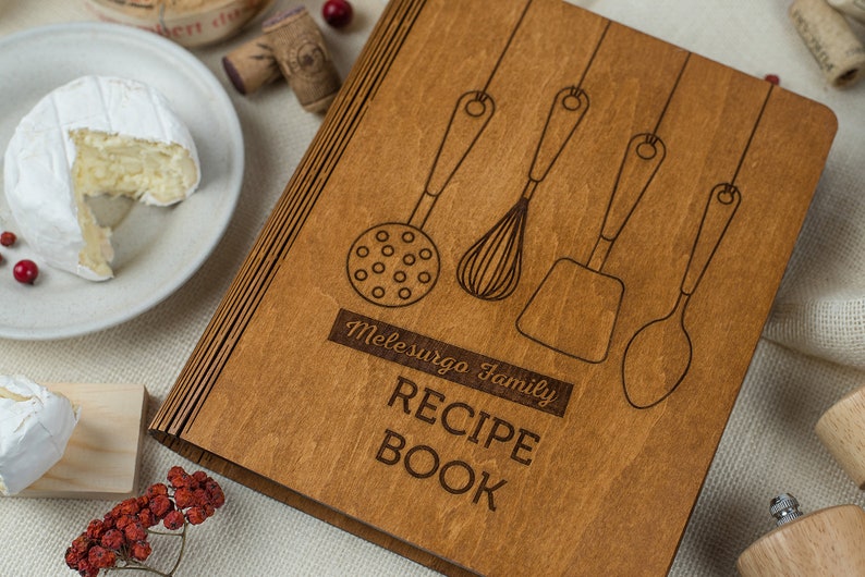 Personalized Recipe Book Wooden Cookbook Blank Recipe Binder Bridal Shower Gift From Daughter For Mom Her Mothers Day image 10