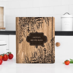Carpeta de recetas personalizada, diario de recetas en blanco personalizado, utensilios de cocina, regalo