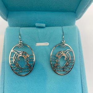 Haida Killer Whale Earrings - 2 inches long - Sterling Silver Earrings