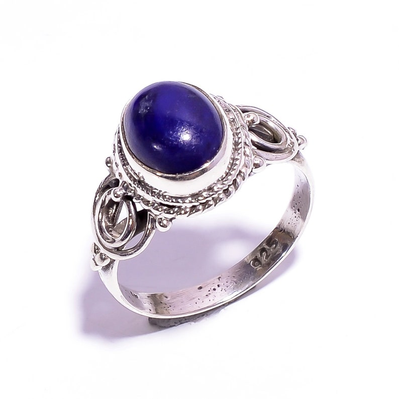 Blue Sapphire Ring 925 Solid Silver Ring Gorgeous Blue Sapphire Gemstone Ring Jewelry 925 Sterling Silver Jewelry Ring 6.75 US