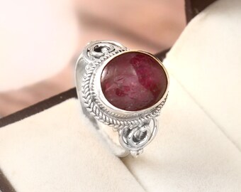 The Beautiful Ruby Ring, 925 Solid Sterling Silver Ring, Handmade Ring Statement Ring, Indian Jewelry