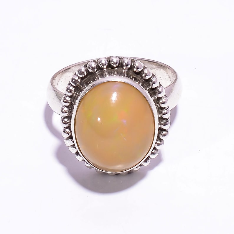 925 Solid Silver Ring Ethiopian Opal Gemstone Ring Silver 925 Sterling Silver Ring Ethiopian Opal Ring Jewelry Sterling Ring Size 7.25 US