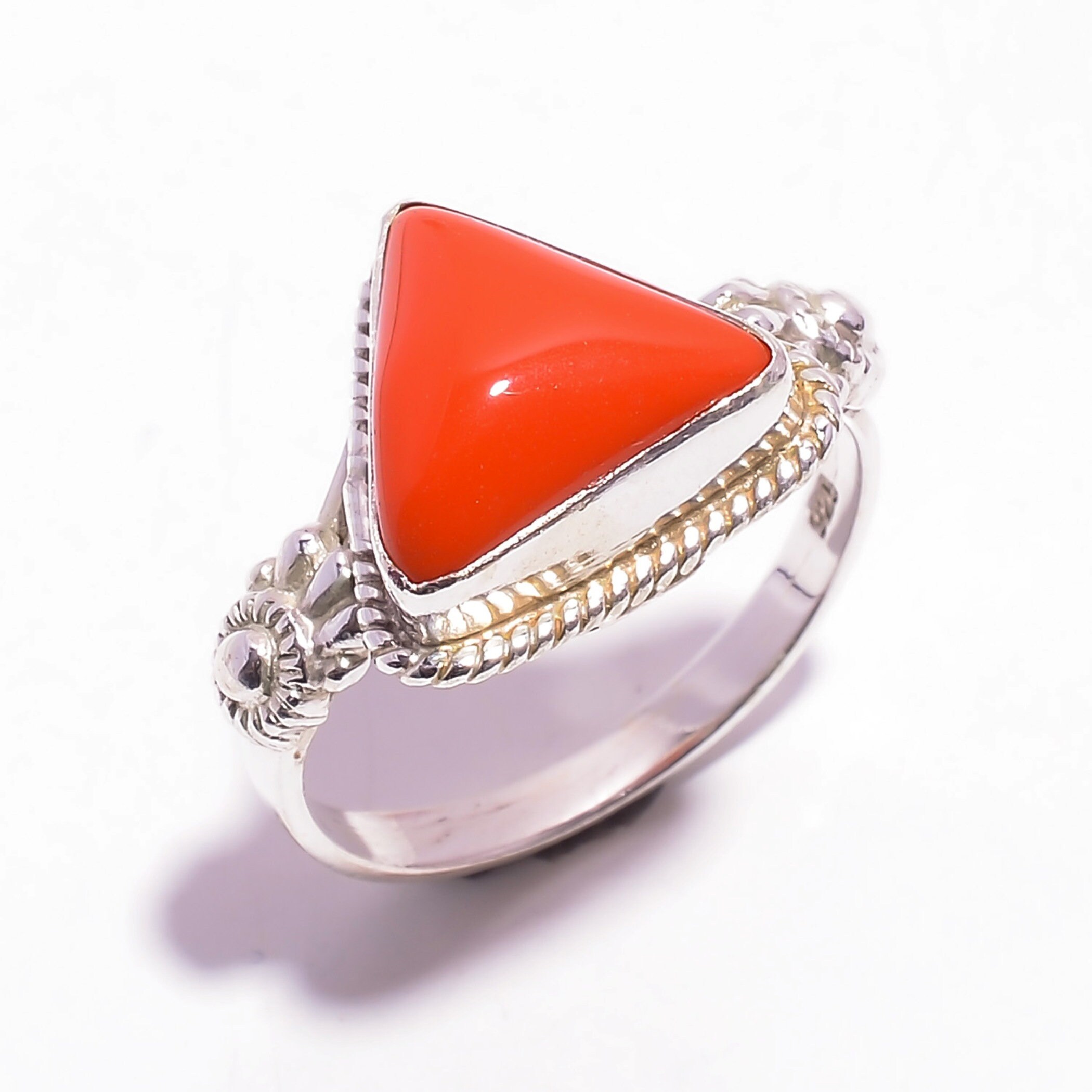 Red Coral Ring Sterling Silver 925 Solid Silver Ring 925 Etsy