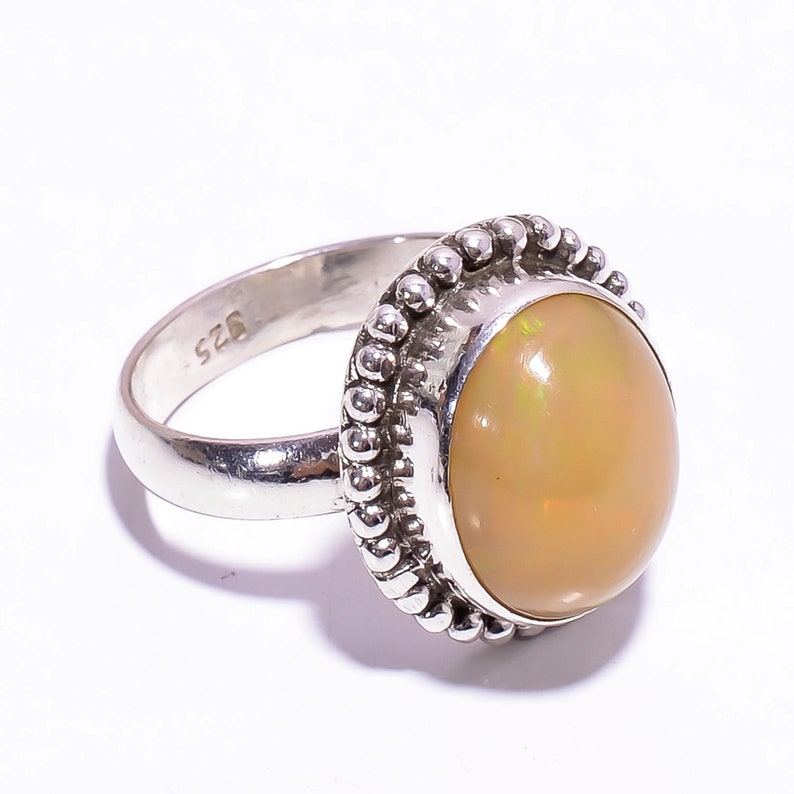 925 Solid Silver Ring Ethiopian Opal Gemstone Ring Silver 925 Sterling Silver Ring Ethiopian Opal Ring Jewelry Sterling Ring Size 7.25 US