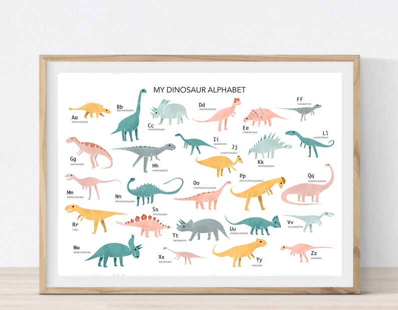 Dinosaur Print ABC Dino Printable Animal Alphabet Print | Etsy
