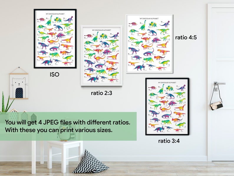 ABC Nursery printable Dinosaur Gift for Kids Dinosaur Alphabet Print Educational Wall Art Toddler room Decor Jurassic world animals
