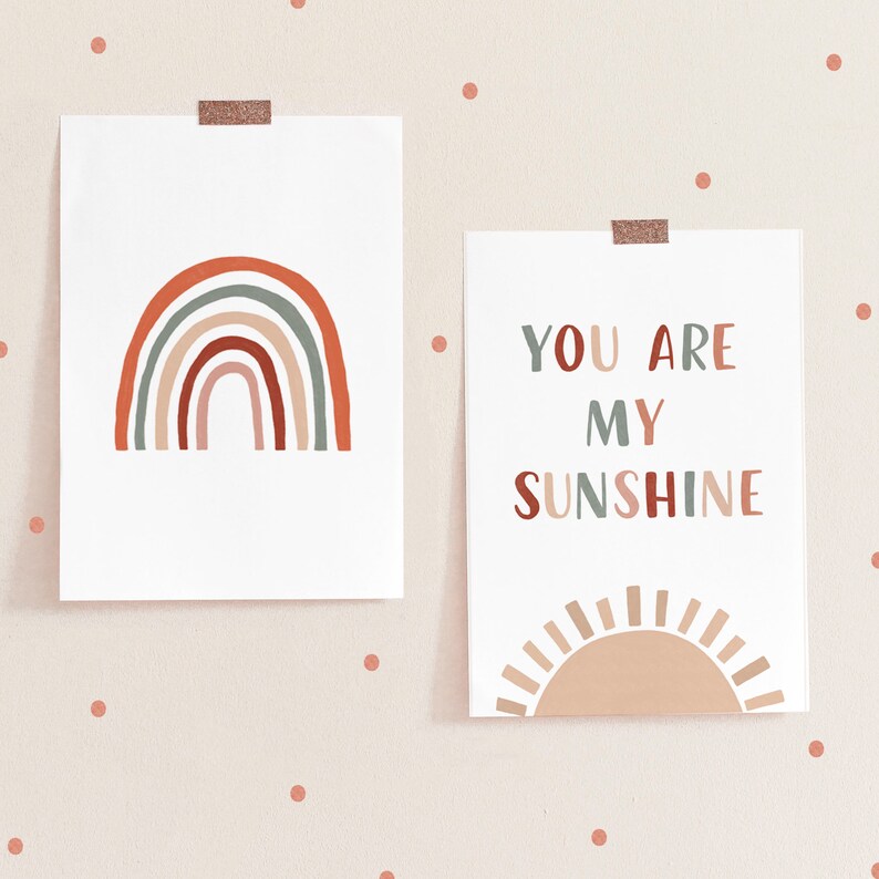 You Are My Sunshine Rainbow Nursery Decor Kids Wall Art Etsy