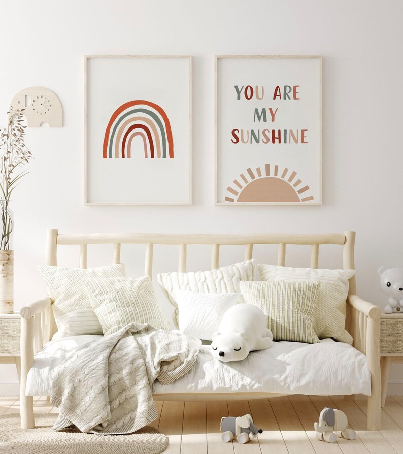 You Are My Sunshine Rainbow Nursery Decor Kids Wall Art Etsy