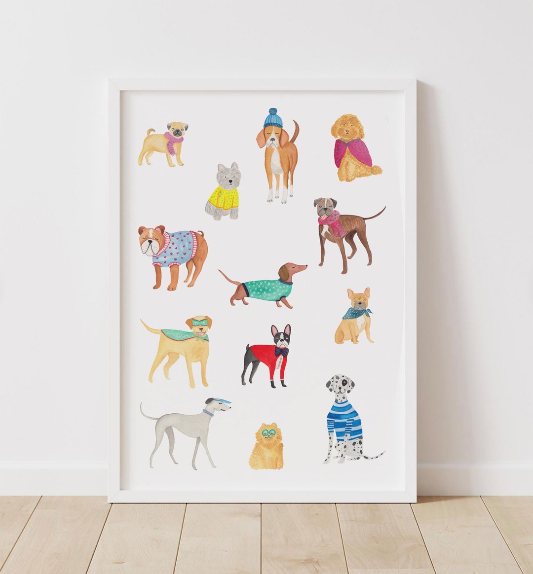 Watercolor Dogs Illustration Printable Dog Poster Dog - Etsy