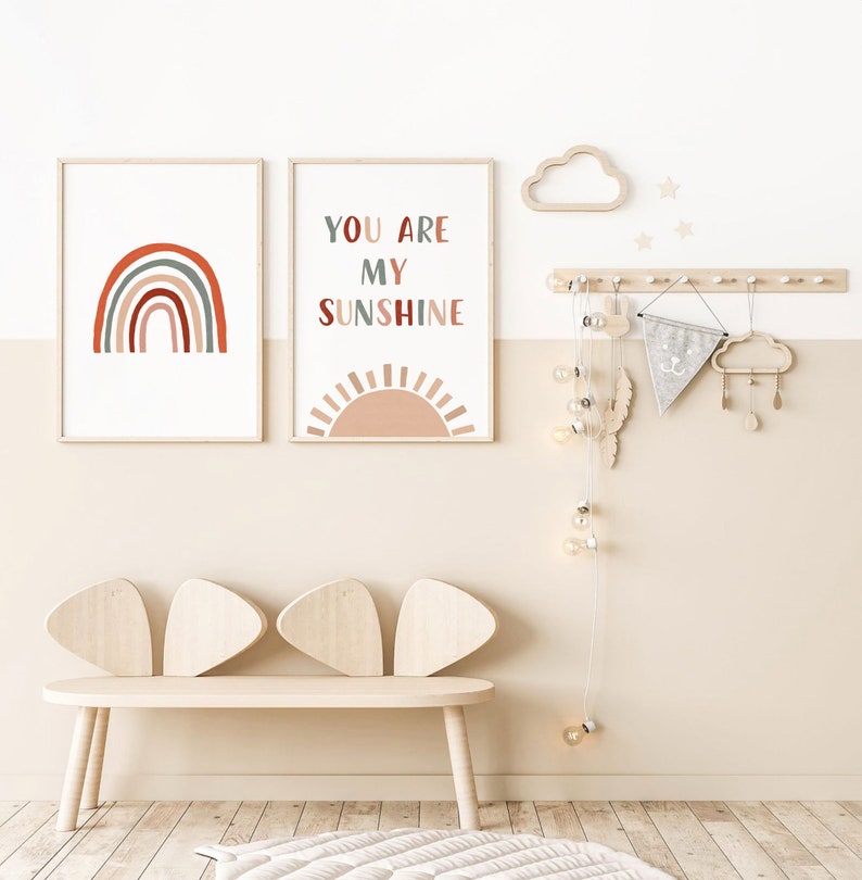 You Are My Sunshine Rainbow Nursery Decor Kids Wall Art Etsy