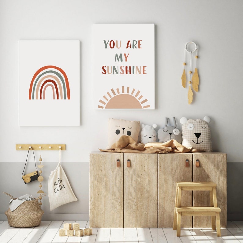 You Are My Sunshine Rainbow Nursery Decor Kids Wall Art Etsy