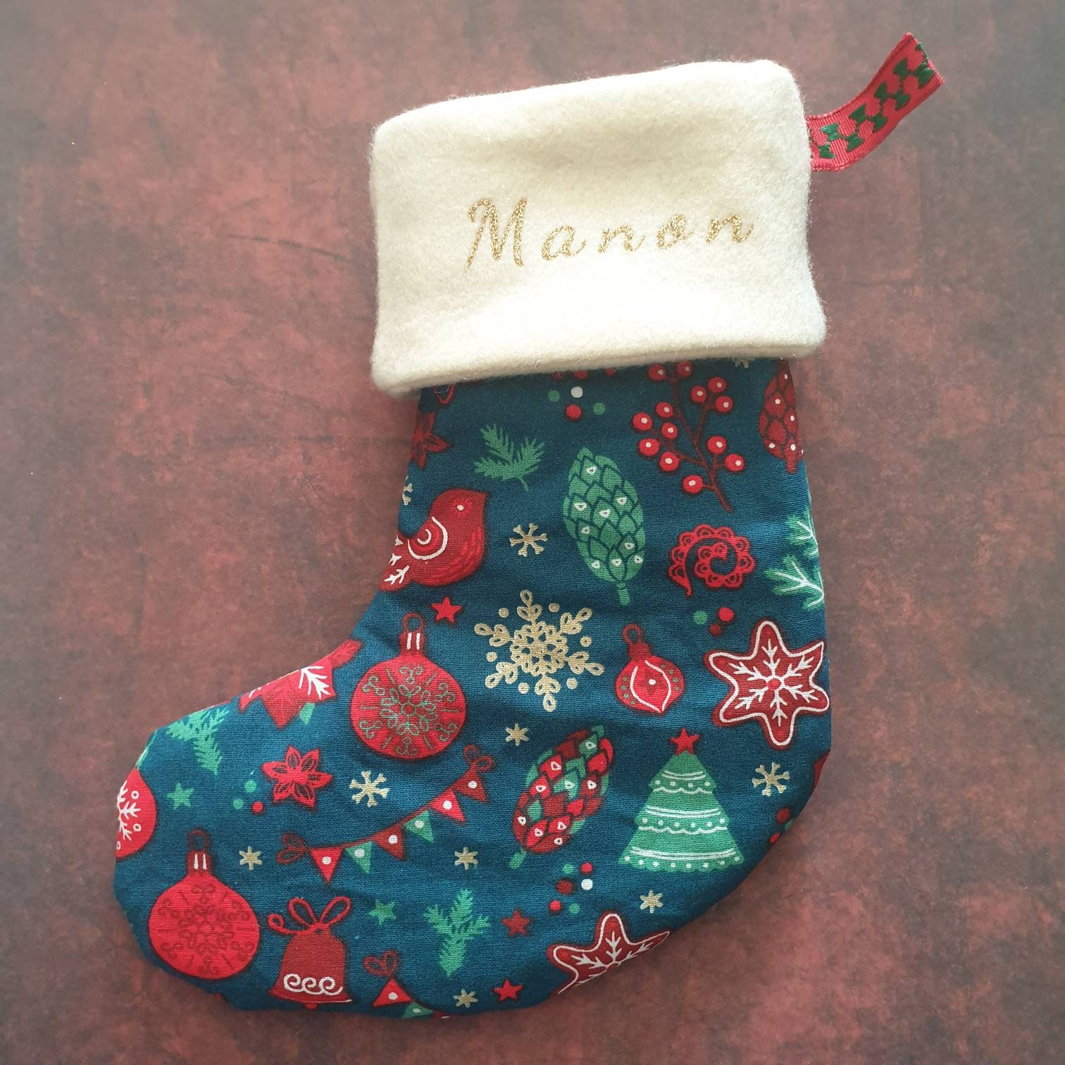 Botte de Noël à Suspendre/Botte Personnalisée Chaussettes Fait Main