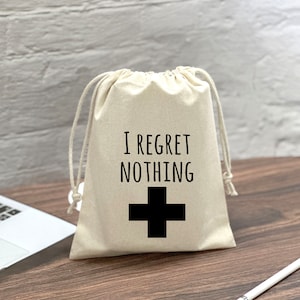 I Regret Nothing Hangover Bag, Customized Bachelorette Bag, Survival Kit, Party Favor, Personalized Wedding Kits, Girls Trip, Recovery Kit