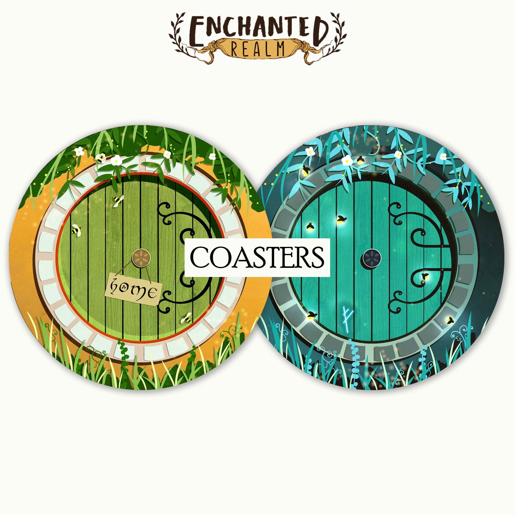 Restock at EnchantedRealmco. com THE HOBBIT Coasters set of 2 | Booki…