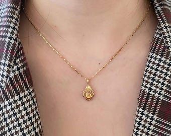 Natural Citrine Pendant Necklace, Gold Plated Sterling Silver Pendant, Oval Citrine Jewelry, November Birthstone Gift for Her Pendant