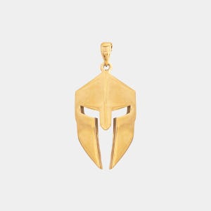 Gold Plated Spartan Helmet Pendant Necklace | 925 Sterling Silver Warrior Necklace | Men’s Statement Jewelry | Greek Spartan Charm Gift
