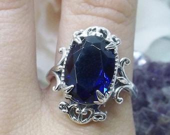 Labradorit Blauer Saphir Ring, 925 Sterling Silber Gothic Ring, Vampir inspiriert Schmuck, Dark Fantasy Statement Ring, viktorianisches Geschenk für Frauen